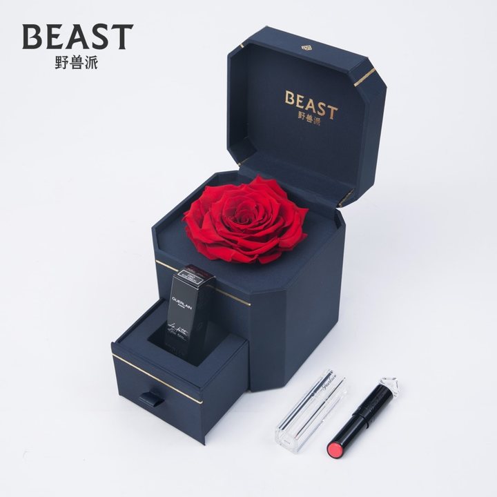 the beast/野兽派 小黑裙七夕甜漾唇膏永生花盒