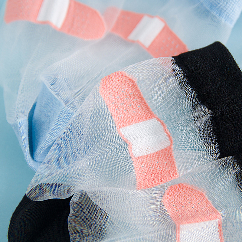 日系可爱搞怪创意创可贴ok绷玻璃袜丝袜女袜短袜透明袜趣味水晶袜