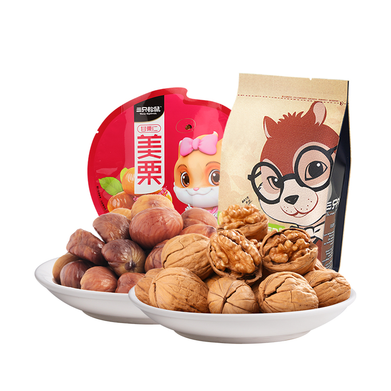 三只松鼠 坚果组合310g 休闲零食 纸皮核桃甘栗仁