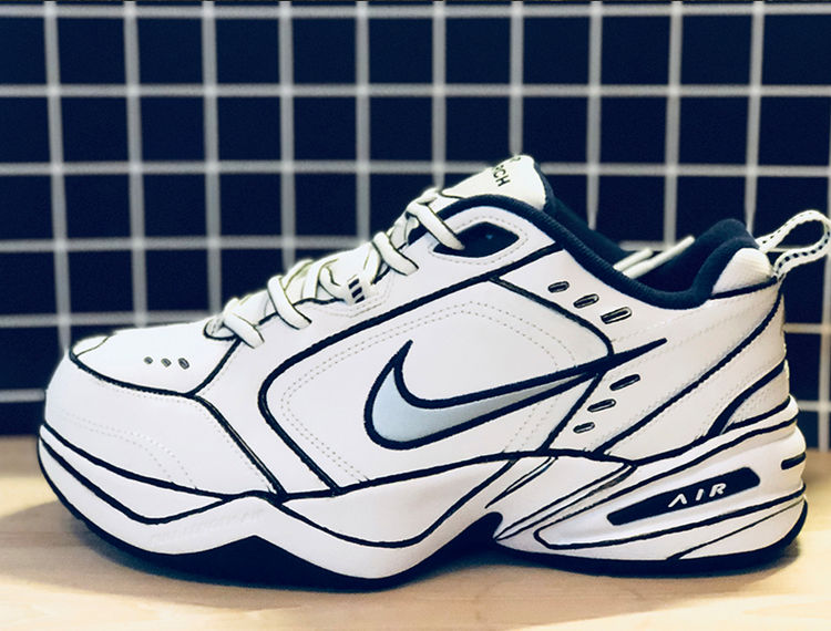 nike air monarch iv复古潮流老爹鞋白蓝黑气垫男慢跑步鞋415445