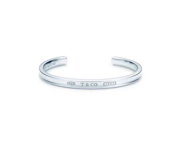 Tiffany经典1837款925纯银窄版开口手镯银色GRP02408