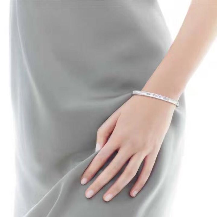 Tiffany经典1837款925纯银窄版开口手镯银色GRP02408