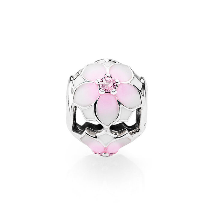PANDORA潘多拉木兰花925银珐琅串饰792087PCZ