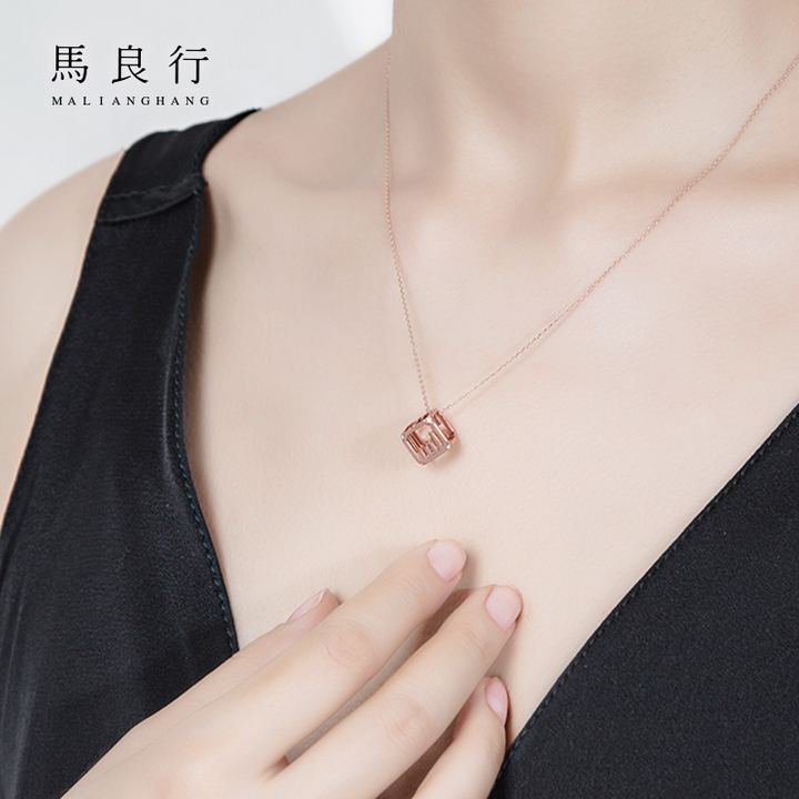 马良行定制 摩尔斯电码镶白锆石项链