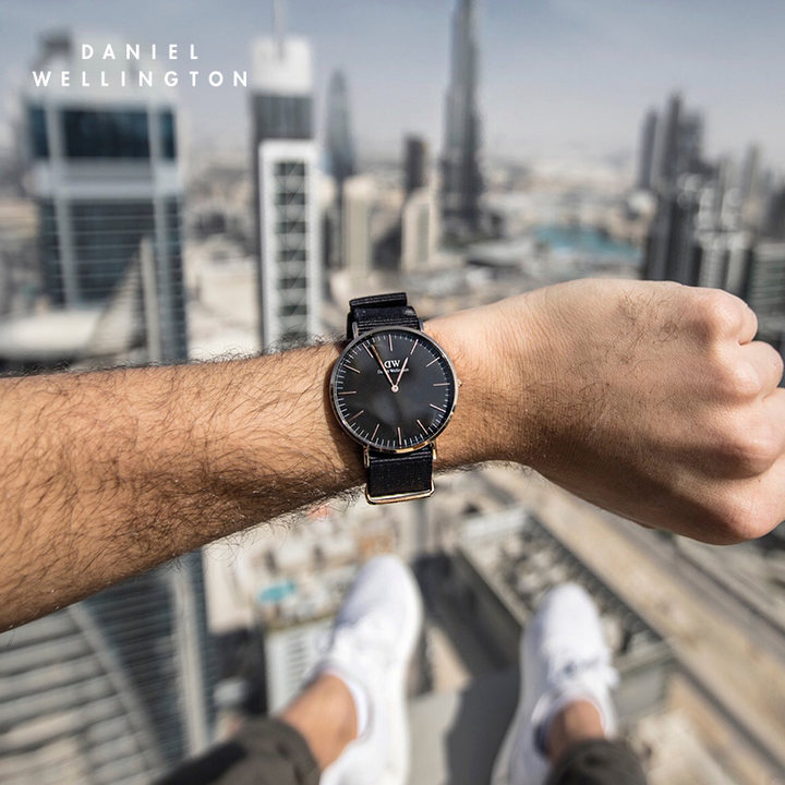 DW官方直发DanielWellington 新品 丹尼尔惠灵顿DW黑手表尼龙带男表黑表盘
