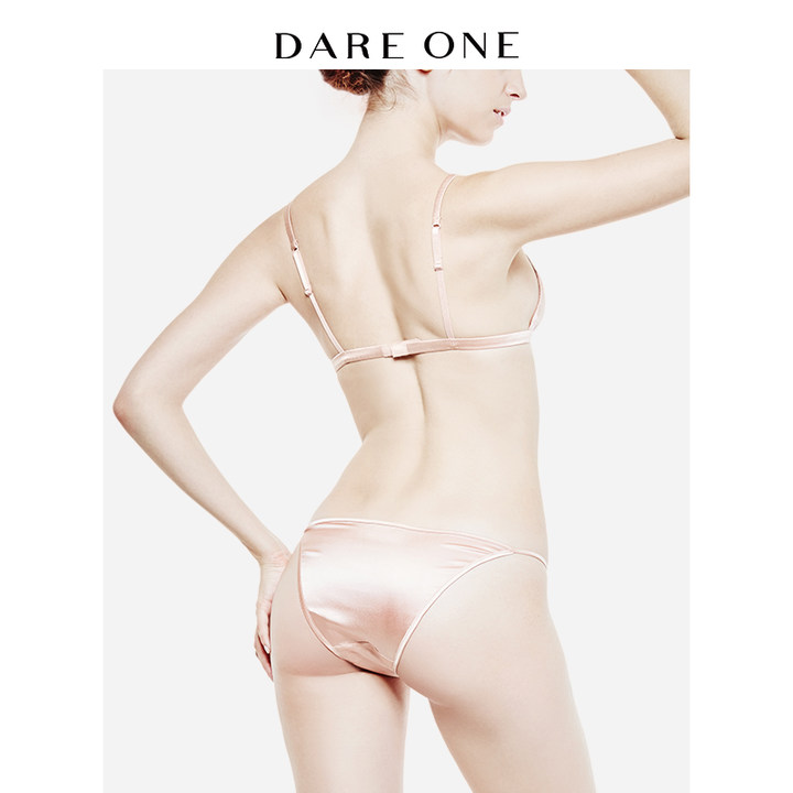 【买2套送真丝眼罩】DARE ONE真丝三角杯文胸七夕礼盒套装科莫桑蚕丝文胸T裤内衣女2件套装