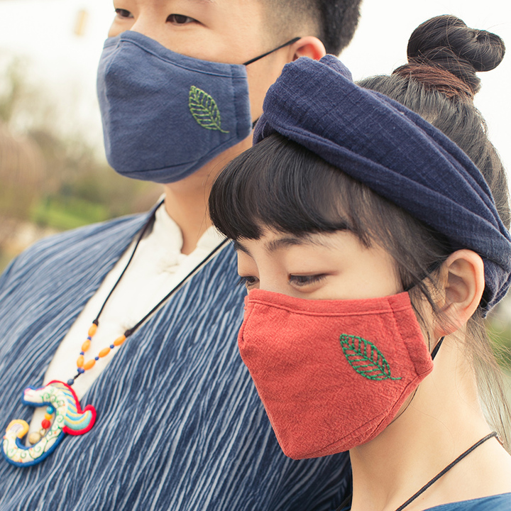 王的手创 情侣款经典棉麻口罩清新自然 冬天保暖高效防霾舒适口罩