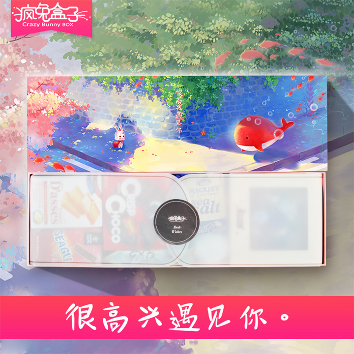 疯兔盒子 很高兴遇见你 赠送永生花花盒