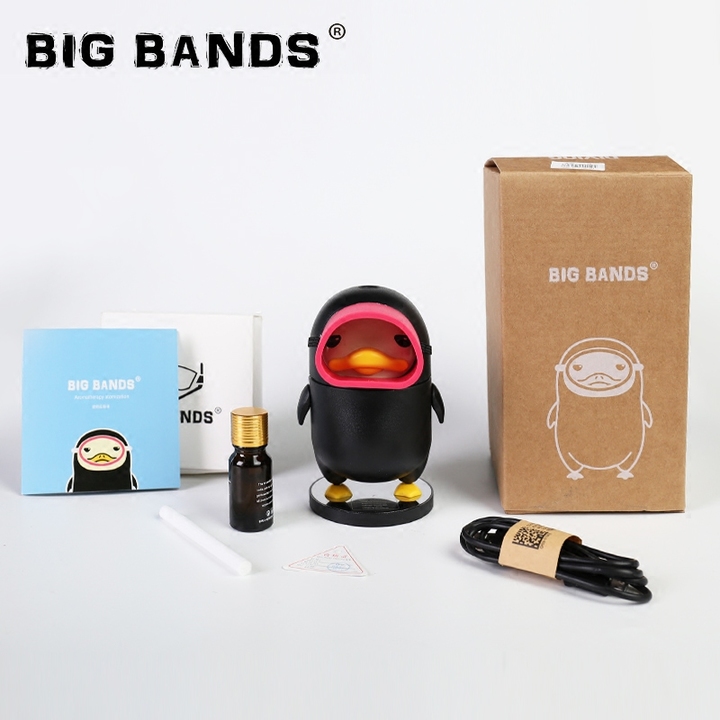 BIG BANDS 潜水鸭超萌企鹅香薰精油静音桌面迷你超声波空气加湿器