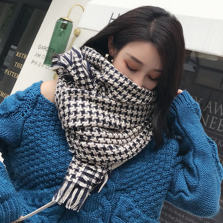 新款仿羊绒围巾女秋冬季小香风加厚保暖百搭两用长披肩围脖批发