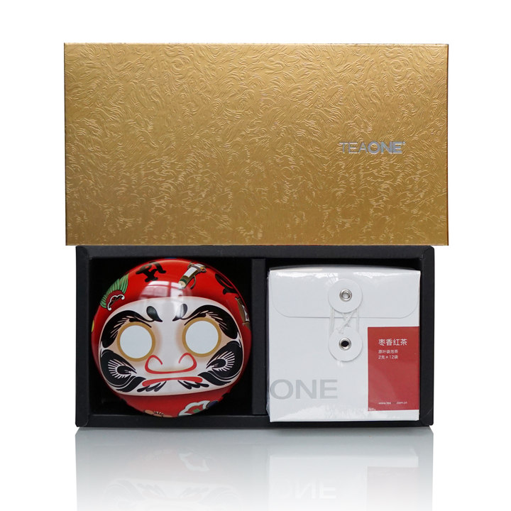 TEAONE 许愿达摩礼盒 日本达摩茶叶罐+枣香红茶