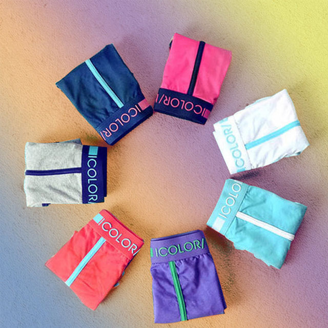 icolor星期裤纯棉无痕平角内裤 性感7条装