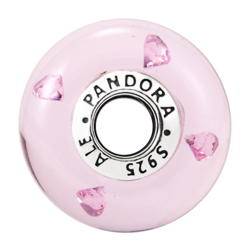 PANDORA潘多拉 粉色心形气泡925银琉璃串饰791632PCZ