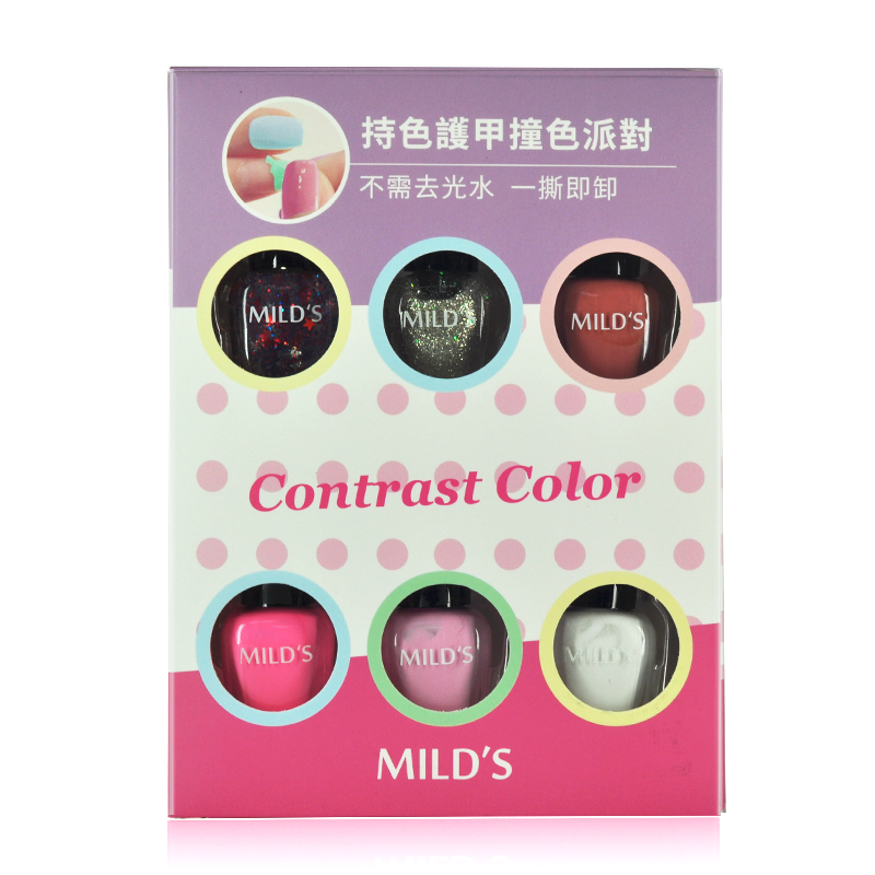 曼思(MILD’S)无味 环保 可剥 孕妇可用 指甲油经典时尚套装 7ml*6(美甲)