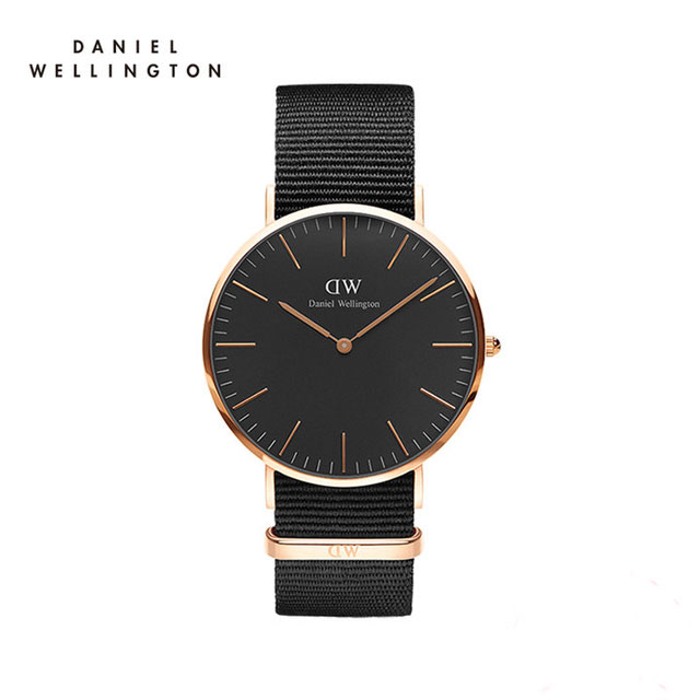 DW官方直发DanielWellington 新品 丹尼尔惠灵顿DW黑手表尼龙带男表黑表盘