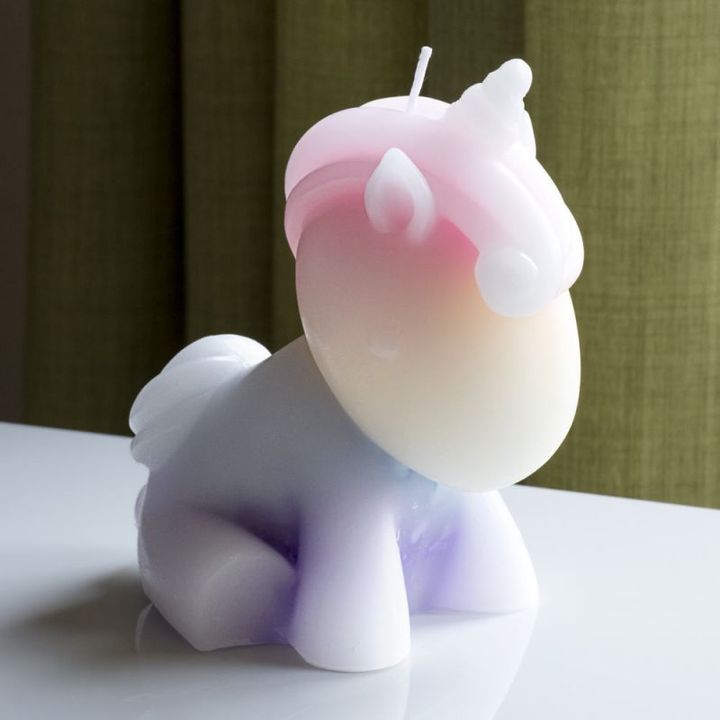 独角兽蜡烛 彩虹色蜡烛浪漫烛光晚餐