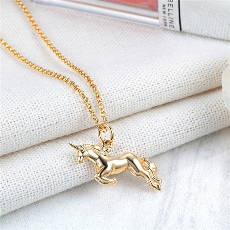 Lily Charmed 英国设计师品牌“奇迹由你创造”魔法独角兽 金色 手工打造 40cm 925银镀金项链