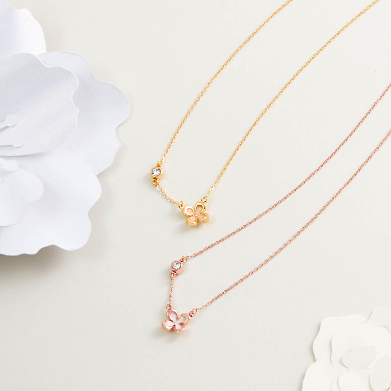 UJewelry优集 中秋桂花小金桂镶钻锁骨链