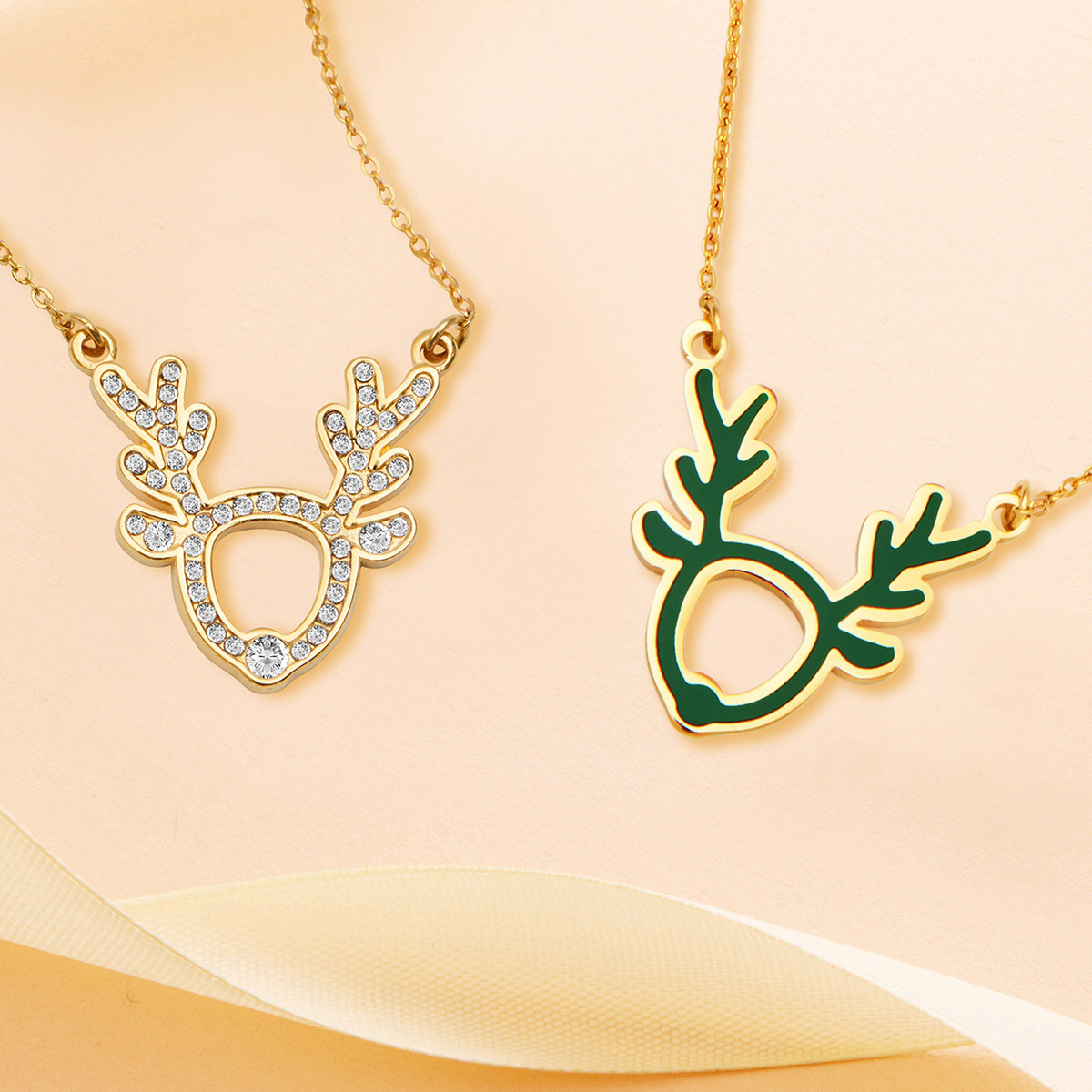 U Jewelry优集 好运小鹿双面项链