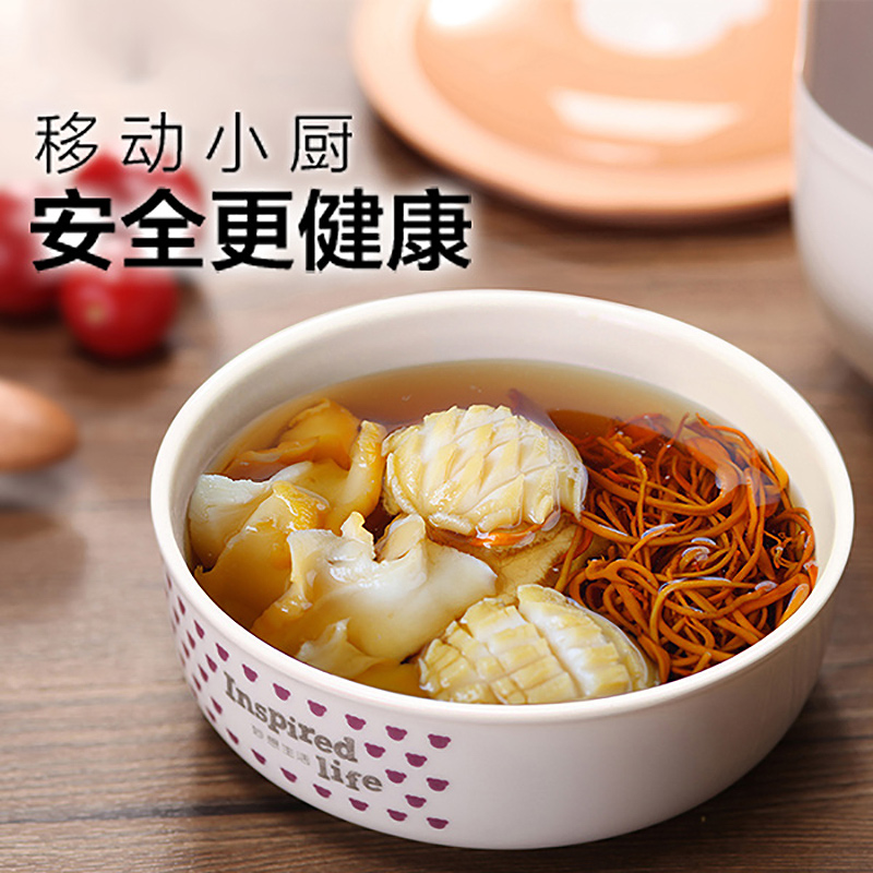 小熊电热饭盒双层陶瓷迷你保温饭盒可插电加热蒸煮饭盒蒸饭热饭器