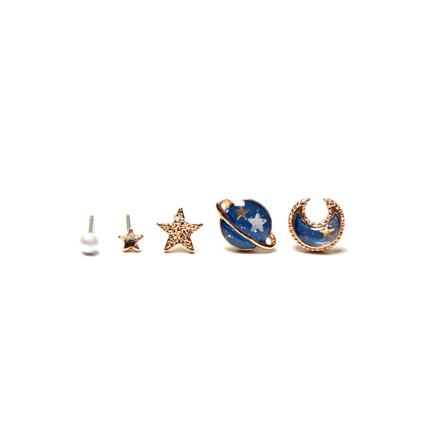 【SUMMERSHOP】包邮日本原宿少女心星球五角星超可爱Q版耳钉耳夹