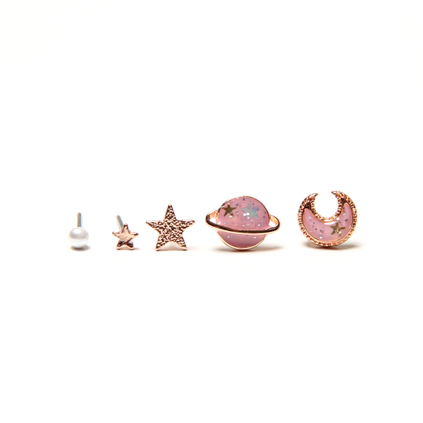 【SUMMERSHOP】包邮日本原宿少女心星球五角星超可爱Q版耳钉耳夹