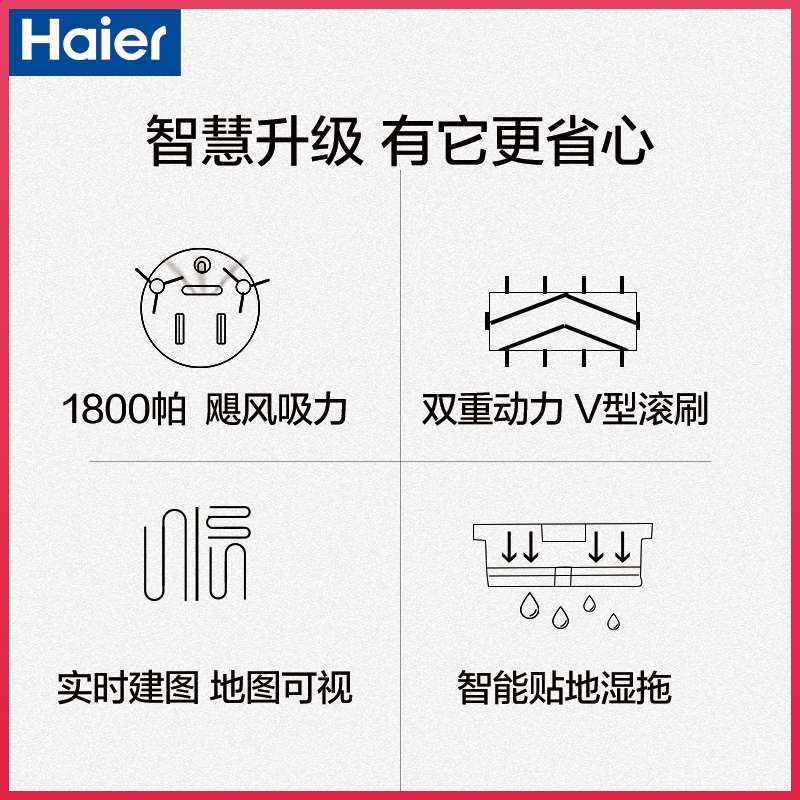 haier/海尔星耀S智能扫地机器人家用全自动超薄洗擦湿拖地一体机