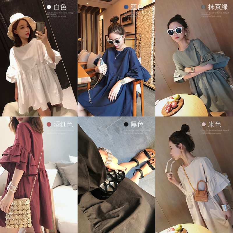 钱夫人CHINSTUDIO 超火的双层木耳边袖娃娃连衣裙女夏A字短裙