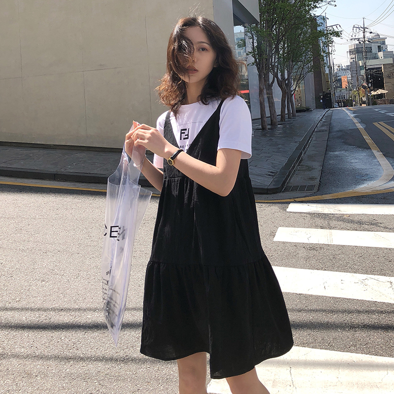 FFAN泛泛 吊带小清新连衣裙女夏2018新款闺蜜装长裙子 两色入