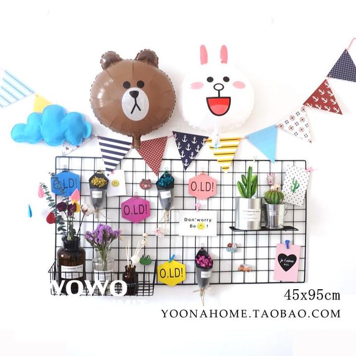 yoona home铁艺网格ins照片墙置物架背景装饰夹子北欧铁丝少女墙