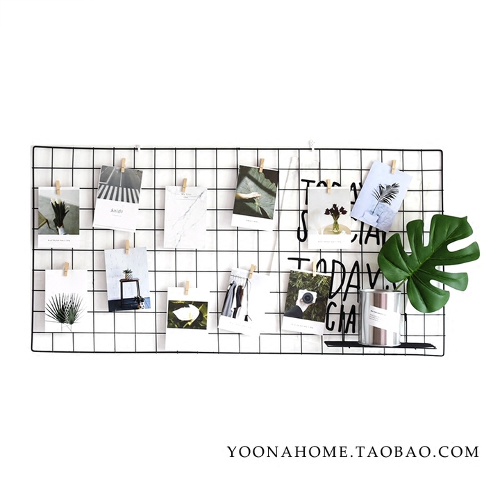 yoona home铁艺网格ins照片墙置物架背景装饰夹子北欧铁丝少女墙