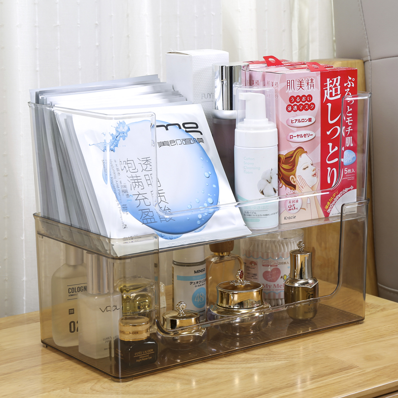 简约透明桌面化妆品收纳盒面膜口红护肤品家用整理盒亚克力置物架
