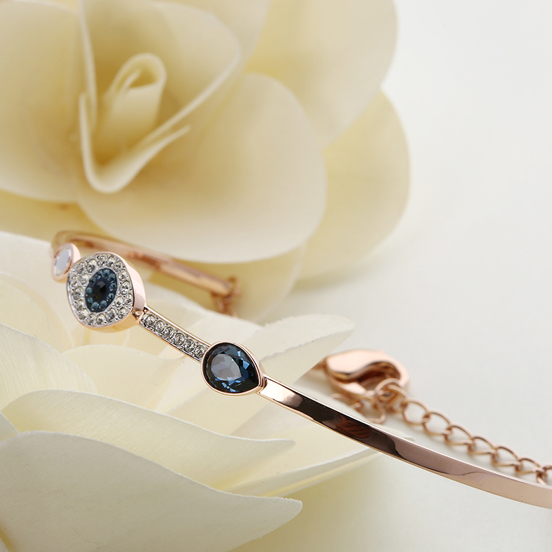 SWAROVSKI 施华洛世奇 玫瑰金色恶魔之眼水晶手镯 5171991