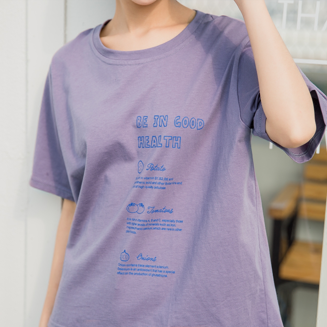 香芋紫色t恤女短袖韩范bf原宿风宽松学生港味小清新chic上衣夏