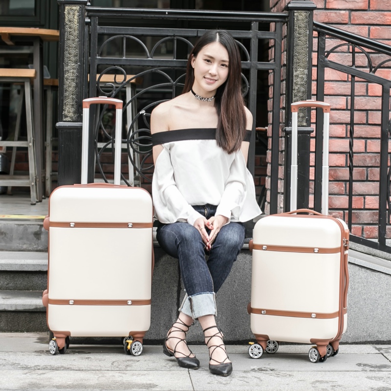 复古拉杆箱旅行箱万向轮皮箱行李箱子20 22 24寸登机箱女学生韩版