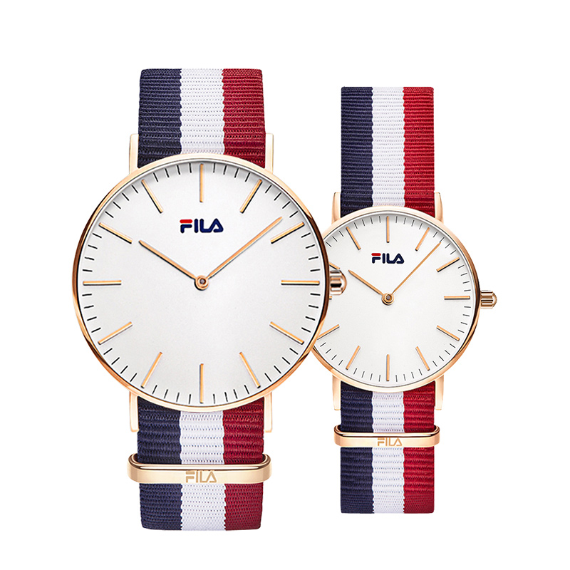 FILA 男女情侣防水尼龙腕表