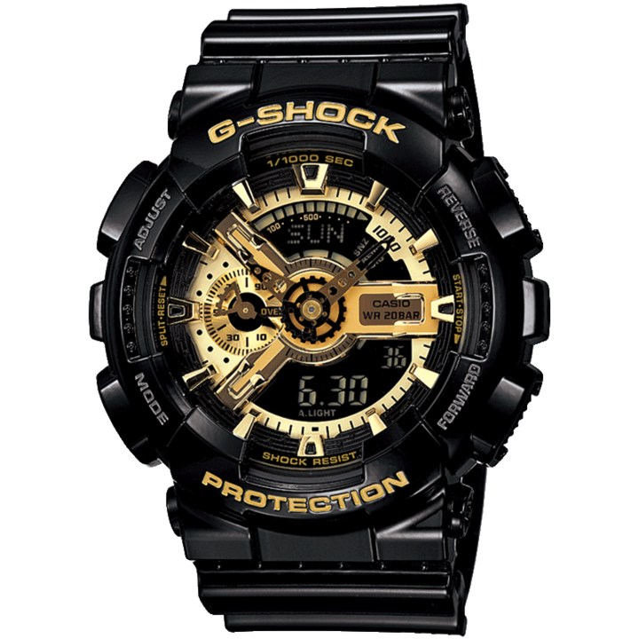 casio旗舰店 GA-110GB黑金男士手表运动