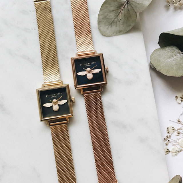 OliviaBurton 方形钢带小蜜蜂 英国进口腕表