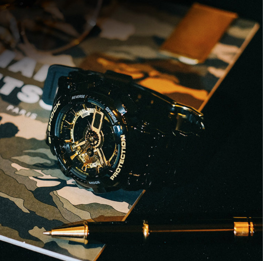 casio旗舰店 GA-110GB黑金男士手表运动