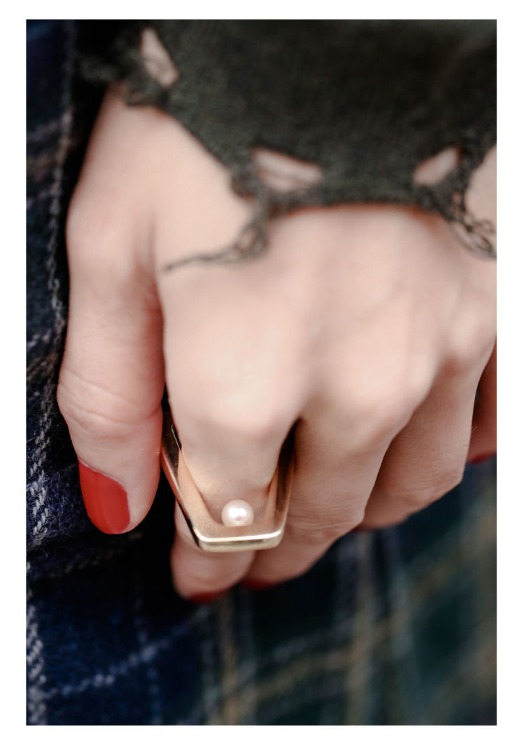 white dwarf 梯形淡水珍珠戒指